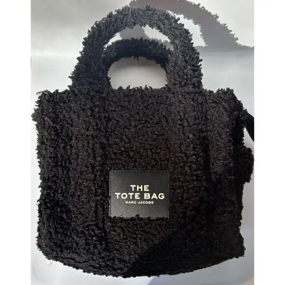 Marc Jacobs Black Sherpa Mini Tote with Logo Patch - Picture 8 of 11
